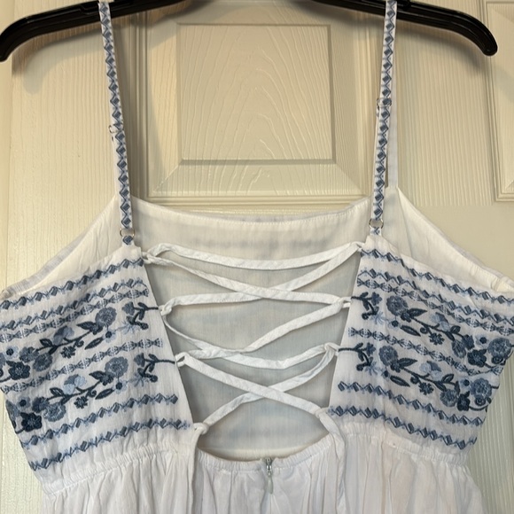 Pinkblush Navy Blue Floral Embroidered Lace-Up Back Maternity Maxi Dress - Picture 4 of 9